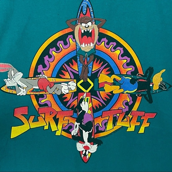 vintage 90s blue looney tunes surf tuff t-Shirt - Picture 2 of 9